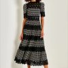 Lace Embroidery Short Sleeve Midi Dress