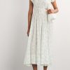 Floral Smocking Puff-Sleeve Midi Dress
