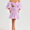 Puff Sleeve Bustier Backless Ruched Mini Dress