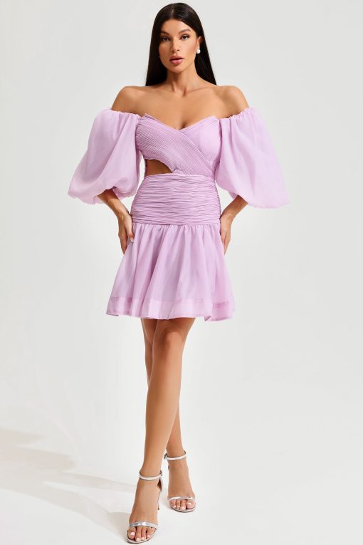 Puff Sleeve Bustier Backless Ruched Mini Dress