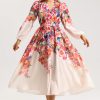 Floral Lantern Sleeve Midi Dress