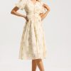 Floral V-Neck Short Sleeve Midi Dress