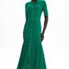 Jersey Flapped Metal Button Midi Dress