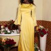 Solid Satin Rhinestone Maxi Dress