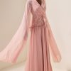 Solid Embroidered Feather Maxi Dress