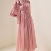 Rhinestone Solid Ruched Midi Dress