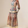 Shirt Collar Floral Lantern Sleeve Midi Dress