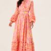 Floral Long Sleeve V-Neck Midi Dress With Belt