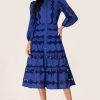 Embroidered Solid Bottom Midi Dress