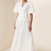 Solid Pleated Lace Up Midi Dress