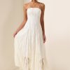 Solid Lace Rhinestone Midi Dress