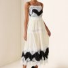 Lace Splicing Square Neck Midi Dress