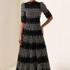 Lace Embroidery Short Sleeve Midi Dress