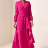 Solid Pleated Split Midi Dress