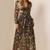 Chiffon Paisley Print Long Sleeve Midi Dress