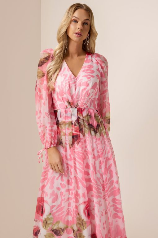 Floral V-Neck Long Sleeve Maxi Dress