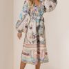 Rhinestone Floral V-Neck Midi Dress
