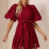 Lace Single Breasted Ruffle Mini Dress