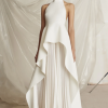 Crew Collar Sleeveless Backless Asymmetric Suit Dress