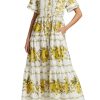 Floral Shirt Collar Single Breasted Midi Dress