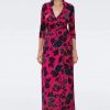 Floral Mid Sleeve Lace Up Wrap Midi Dress