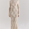 Solid Lace Jersey Maxi Dress