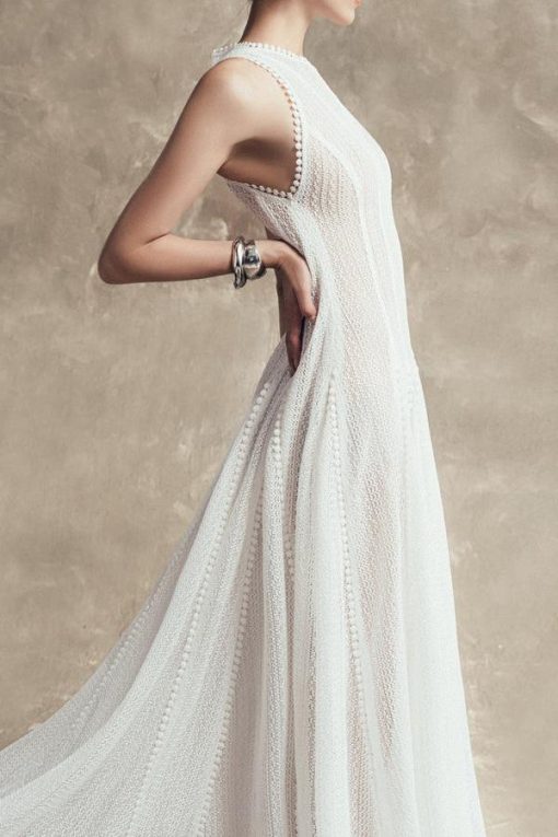 Solid Lace Sleeveless Midi Dress