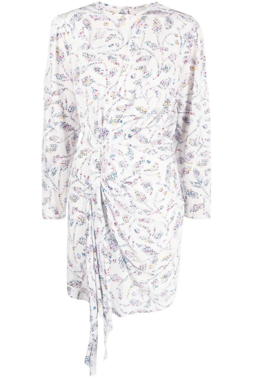 Geometric Pattern Ruched Mini Dress