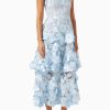 Embroidered Ruffle Off-Shoulder Midi Dress