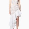 Ruffle Embroidered Halter Neck Midi  Dress
