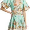 Floral Lantern Sleeve V-Neck Mini Dress