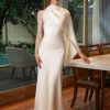 Satin Solid Backless Midi Dress