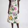 Floral Bow Draped Short Sleeve Midi Dress