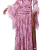 Feather Floral Long Sleeve Split Maxi Dress