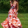 Sleeveless Square Collar Lace Up Maxi Dress